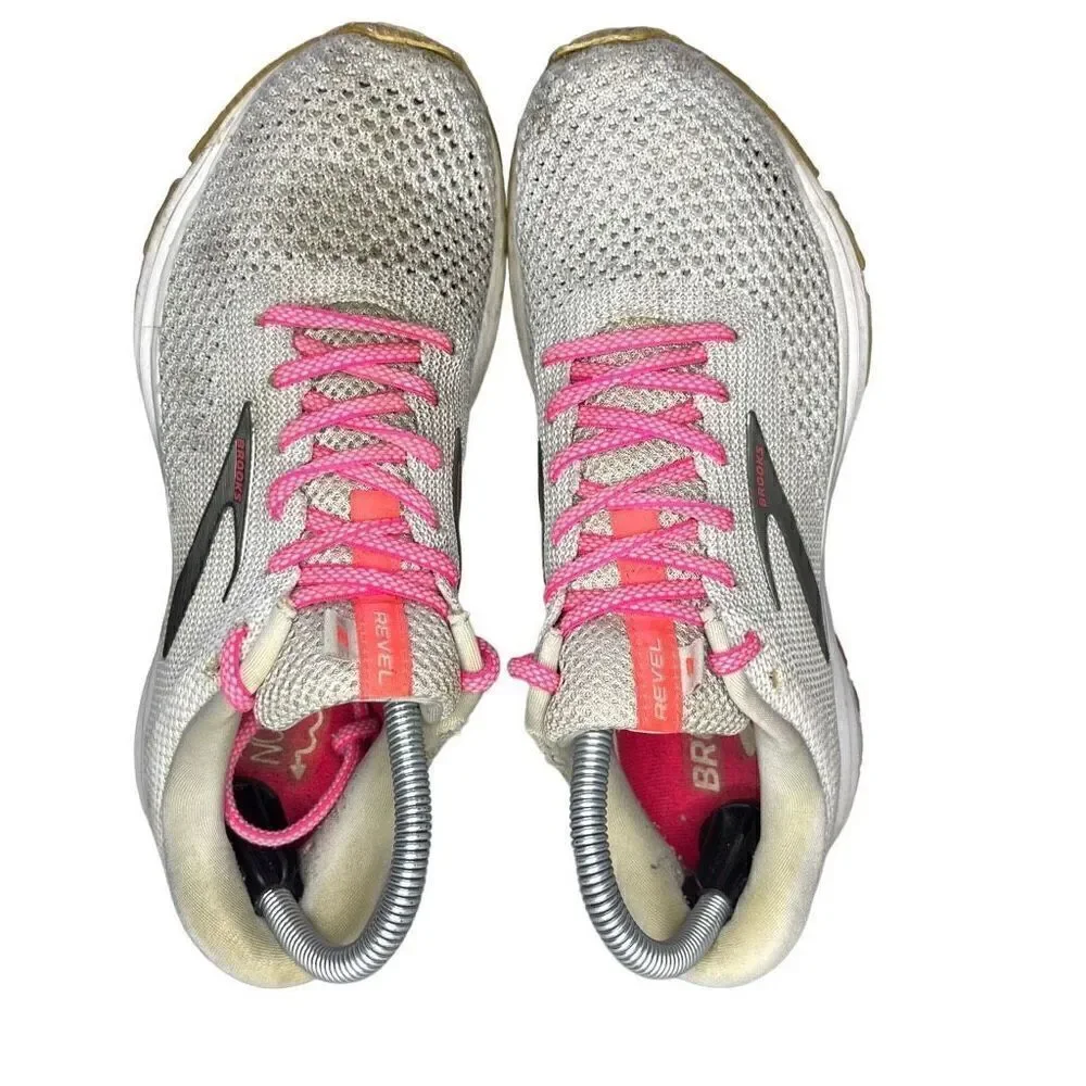 Brooks Revel 2 Women's Running Grey White Pink 1202811 B028 Sz 8 M Shoes